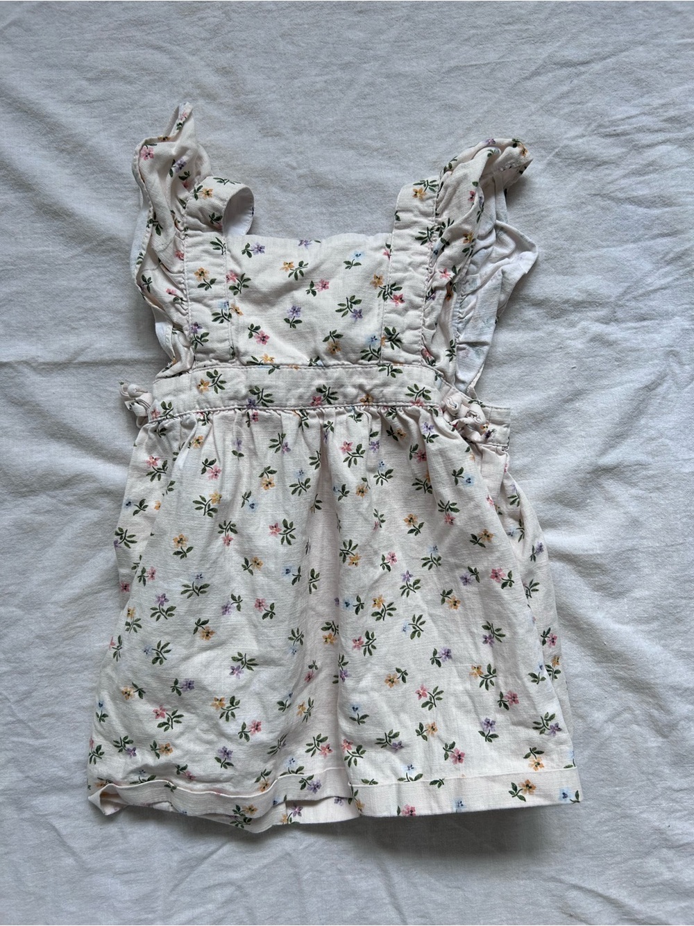 Zara White Floral Ruffled Sundress with Pastel Flowers